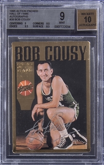 1995 Action Packed Bob Cousy Signed Card - BGS MINT 9/BGS 10 
